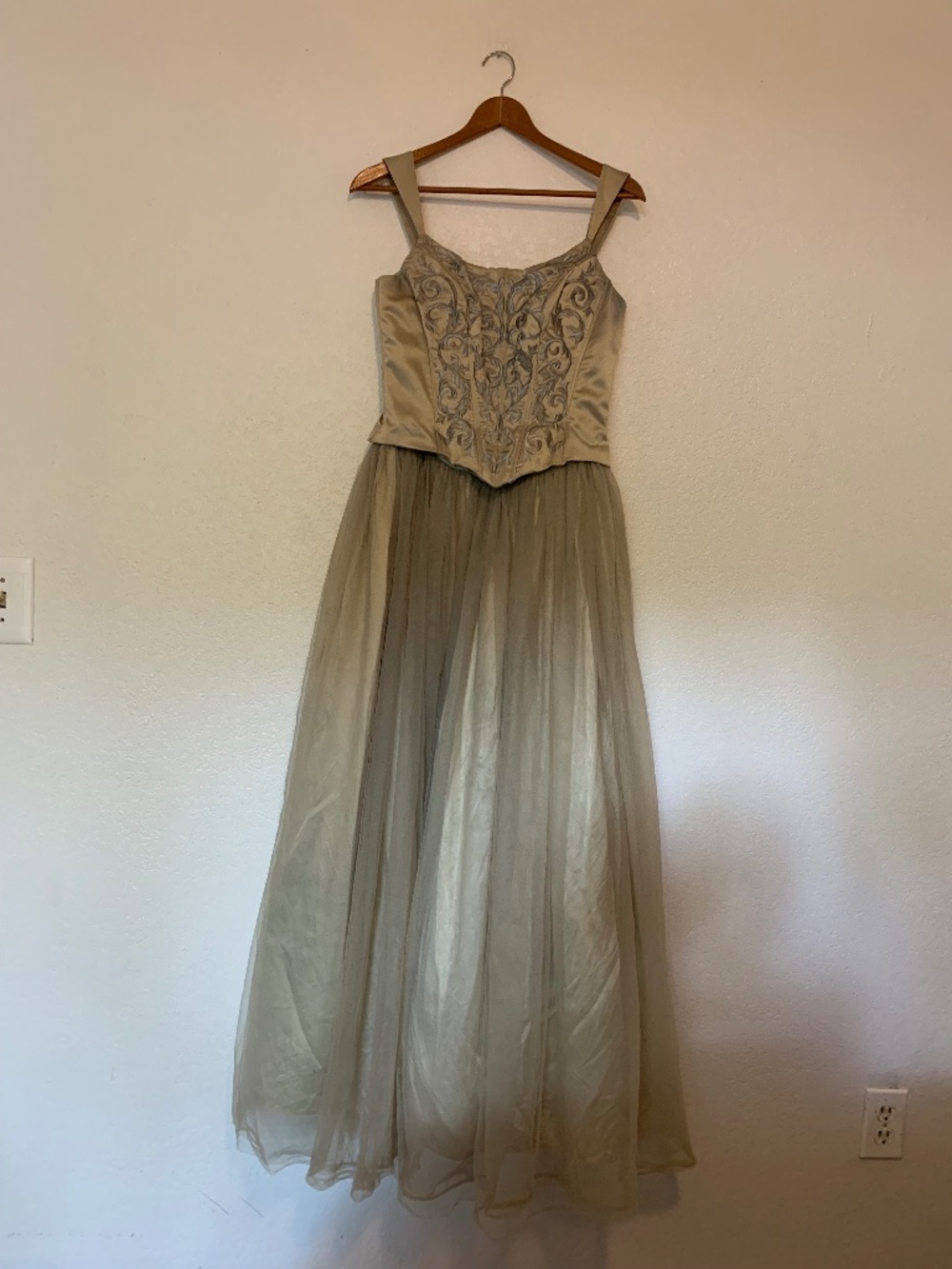 Gorgeous Vintage Jessica McClintock Sage Light Green Gown Homecoming Hoco | 8